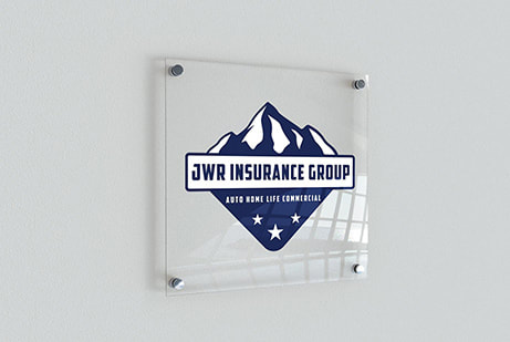 JWR Insurance Group logo printed on a fiber glass